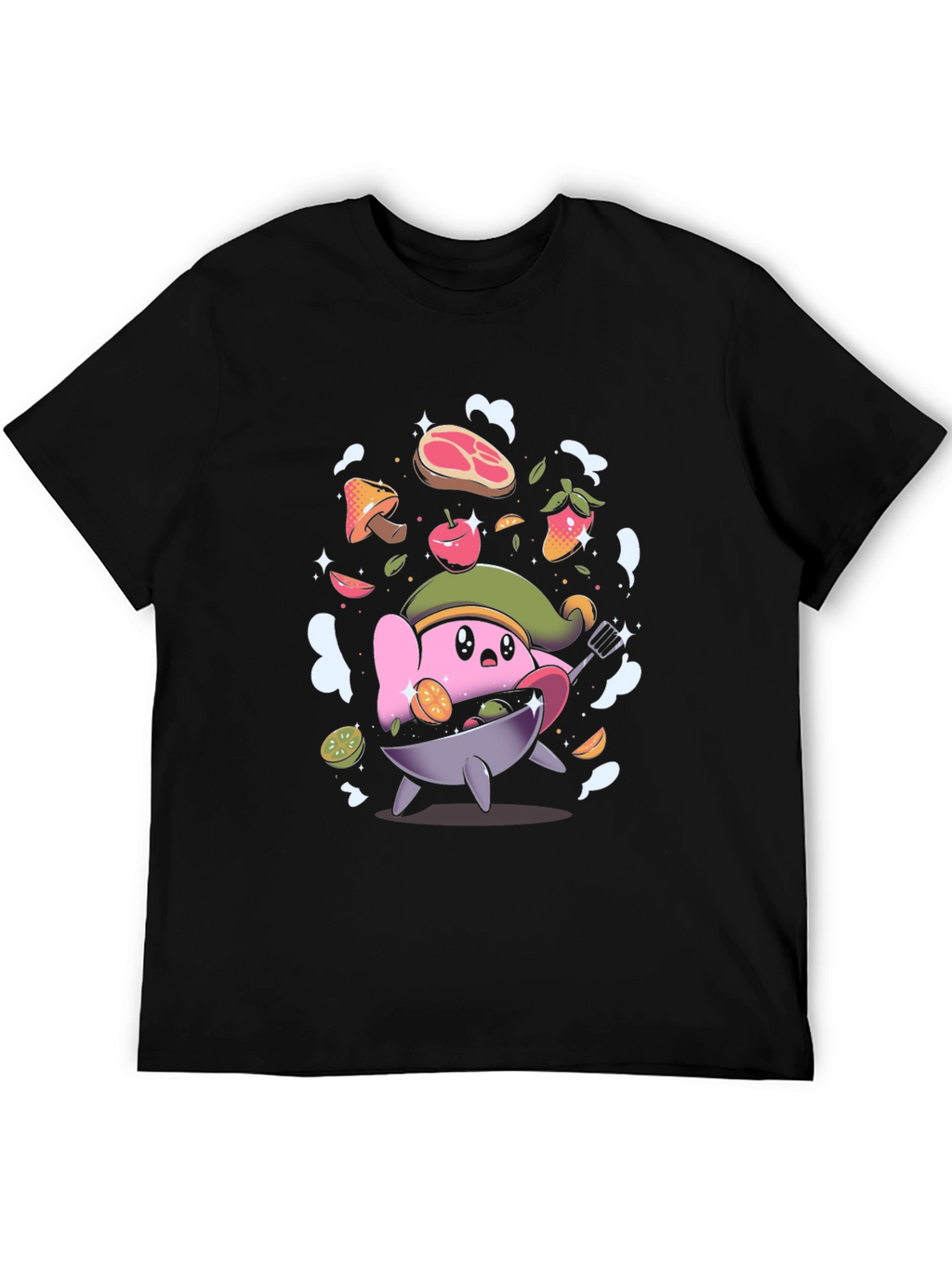 Kirby Chef Graphic Tee - Black Cotton Blend