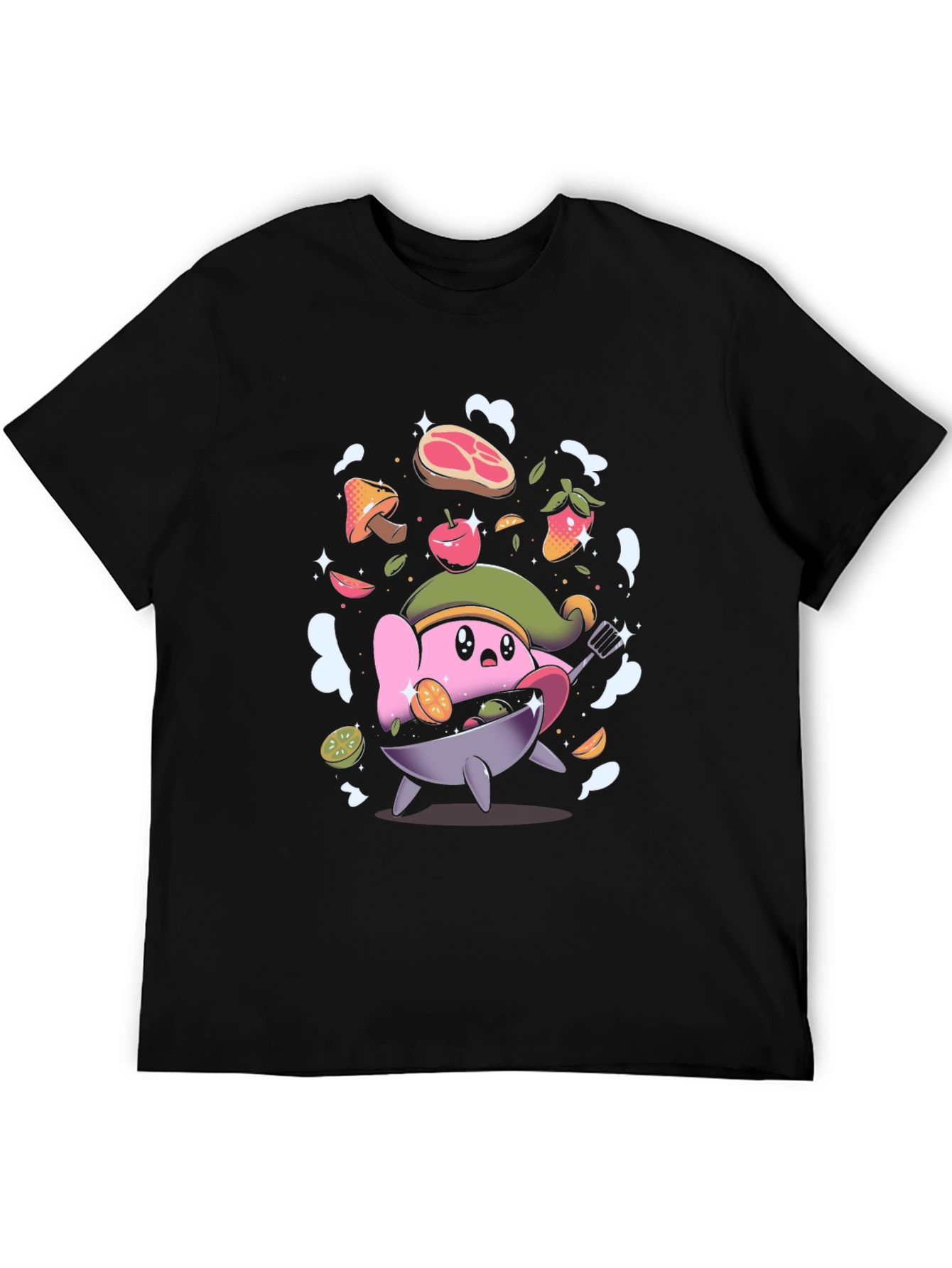 Kirby Chef Graphic Tee - Black Cotton Blend