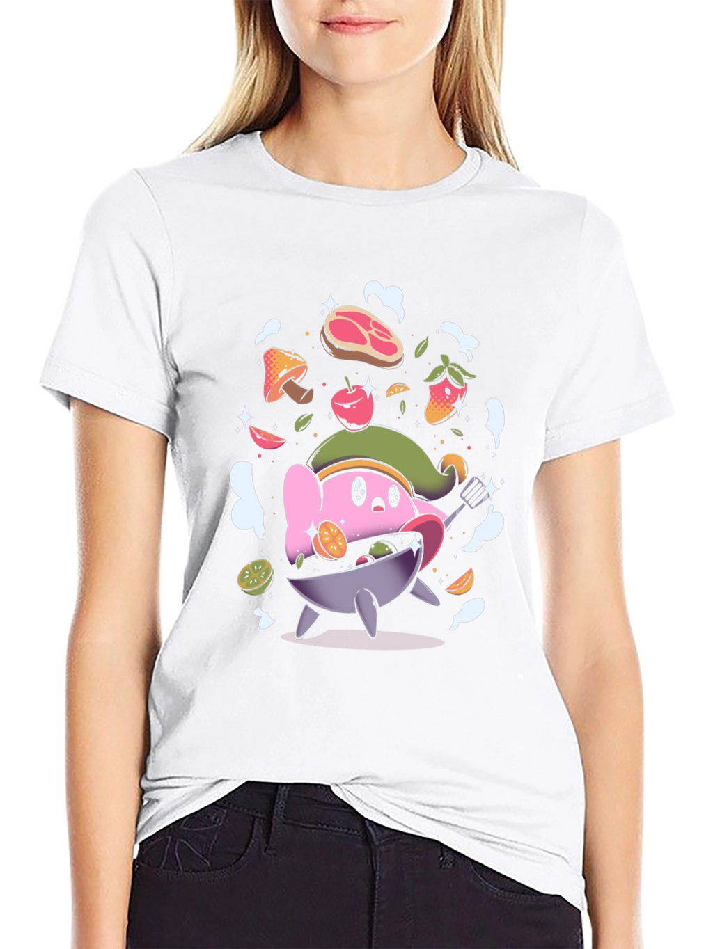Kirby Chef Graphic Tee - Black Cotton Blend