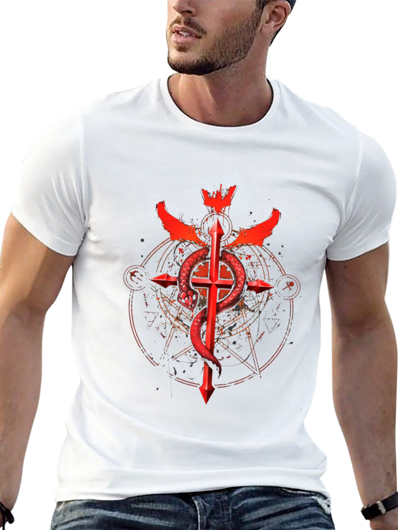 Serpent Cross Graphic Tee - Dark Design