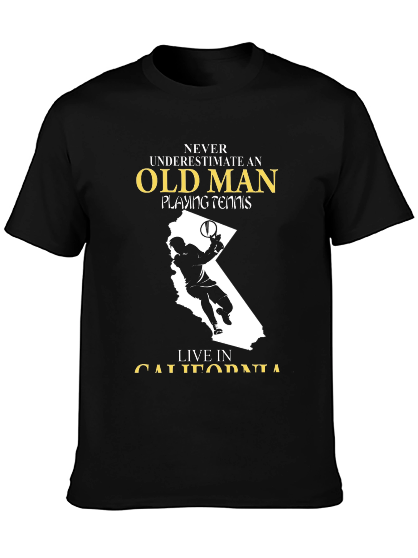 Old Man Tennis Player California T-Shirt