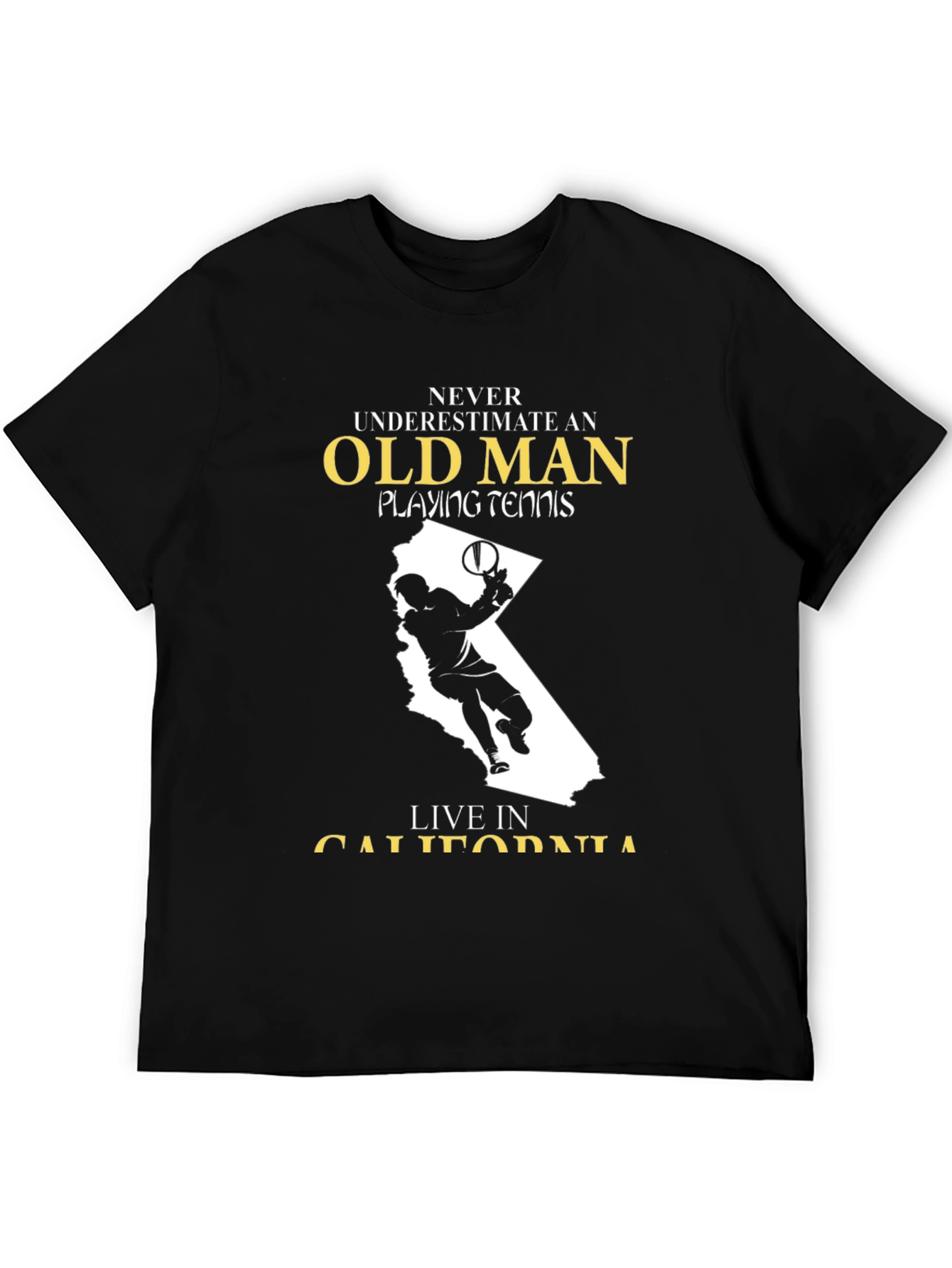 Old Man Tennis Player California T-Shirt