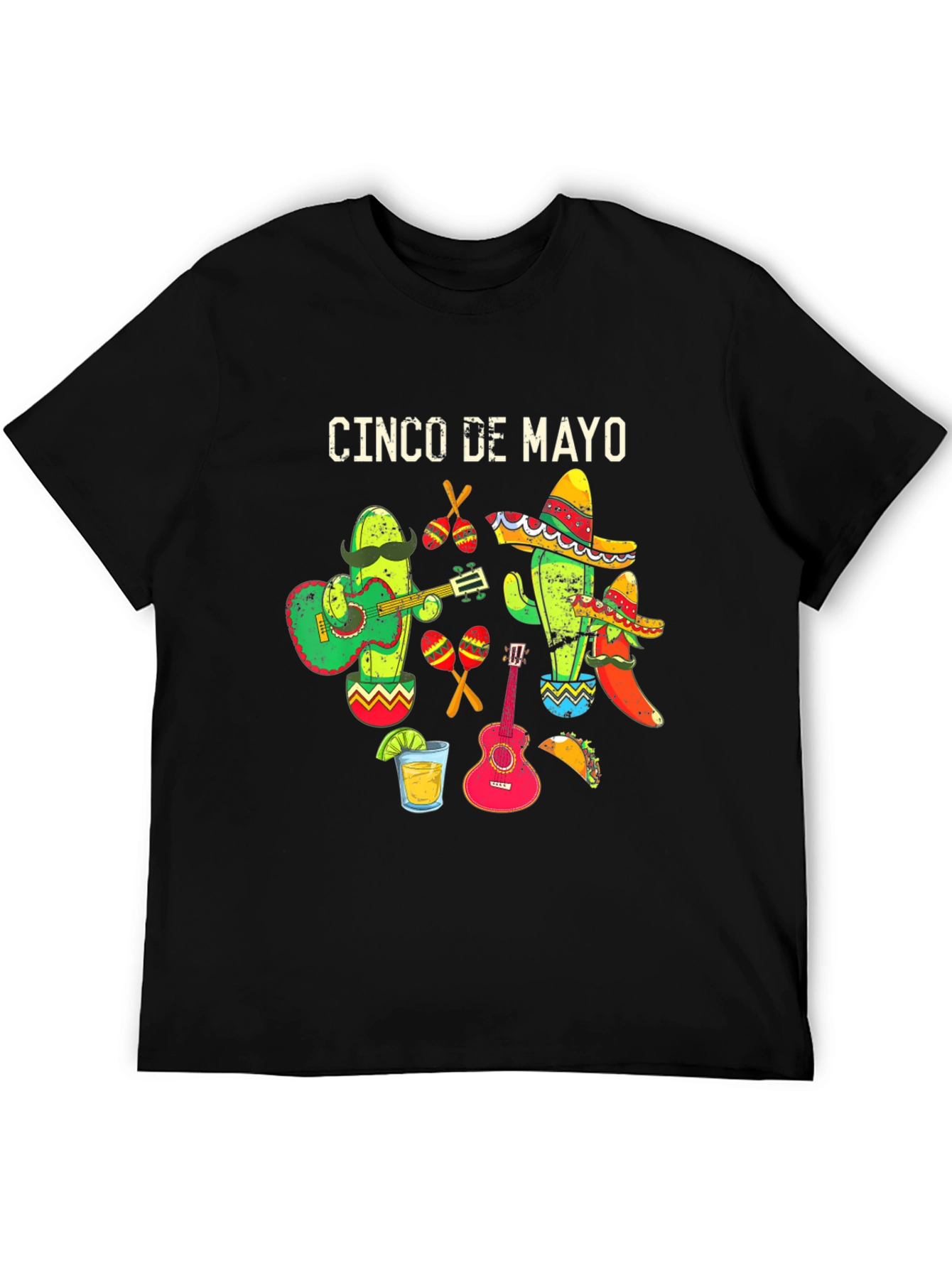 Cinco de Mayo T-Shirt Cactus Guitar Graphic Tee