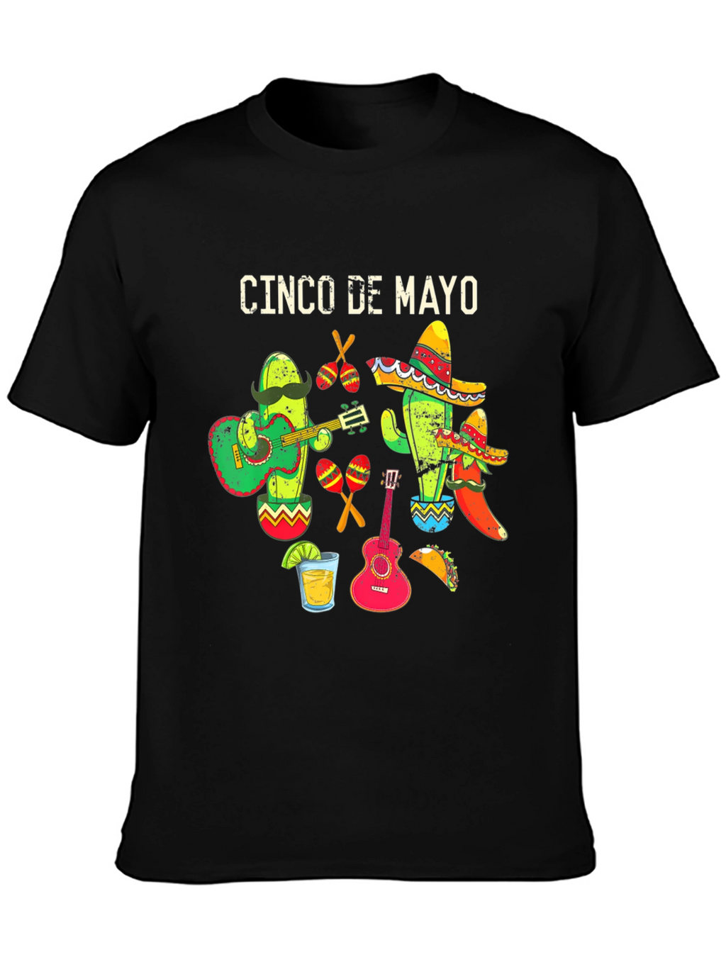 Cinco de Mayo T-Shirt Cactus Guitar Graphic Tee