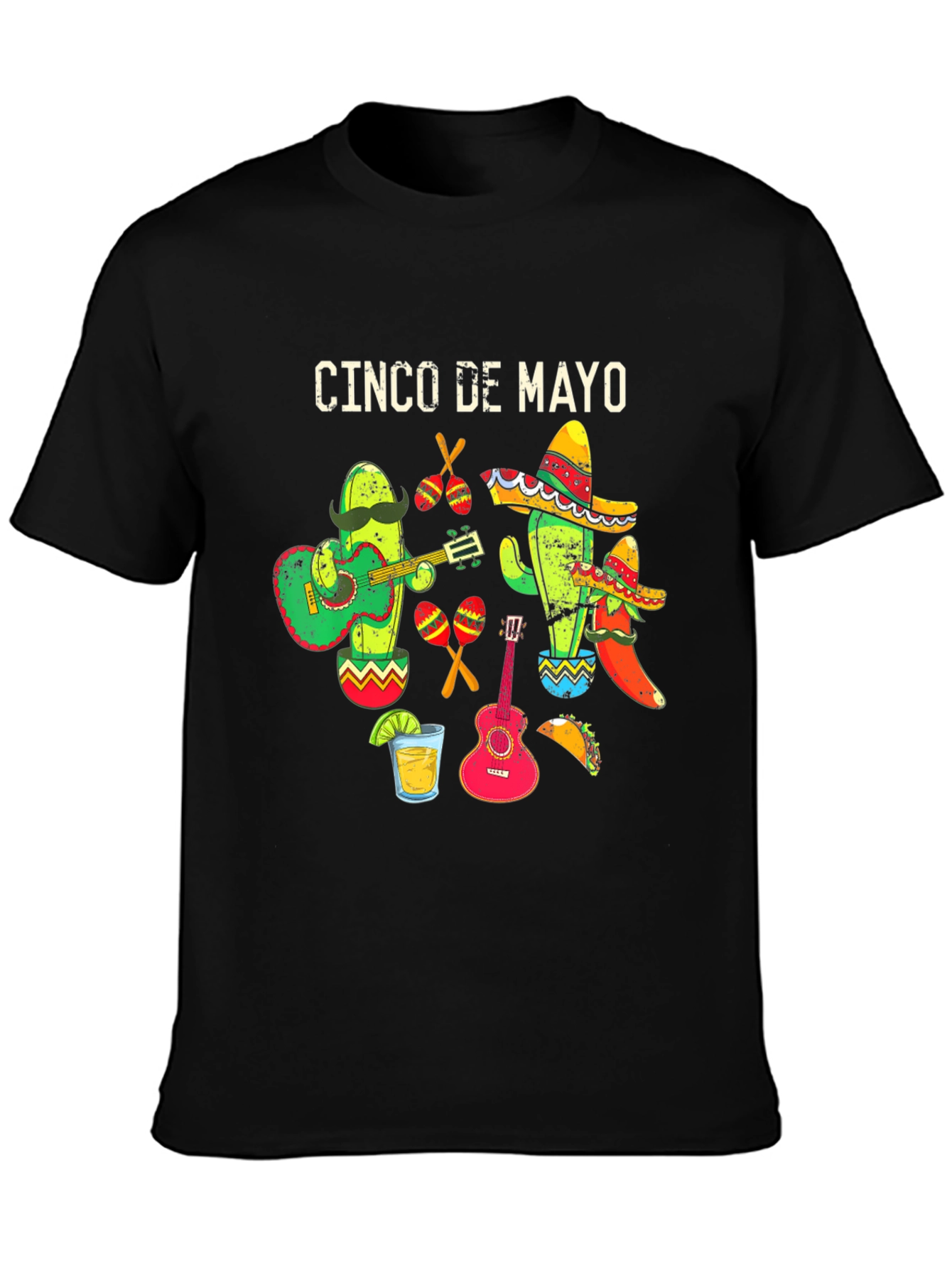 Cinco de Mayo T-Shirt Cactus Guitar Graphic Tee