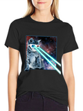 Laser Cat T-Shirt - Cosmic Kitten Style