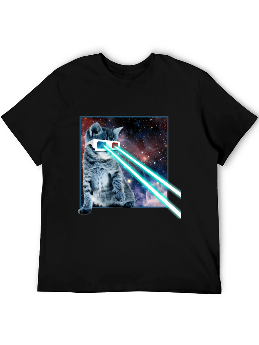 Laser Cat T-Shirt - Cosmic Kitten Style