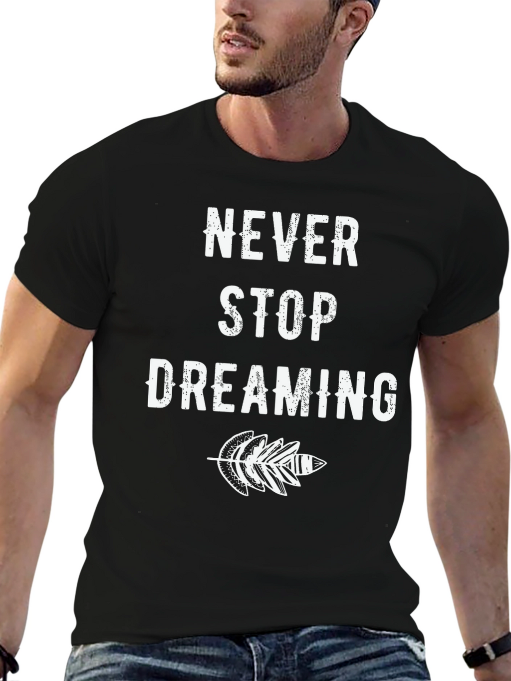 Never Stop Dreaming Black Graphic Tee