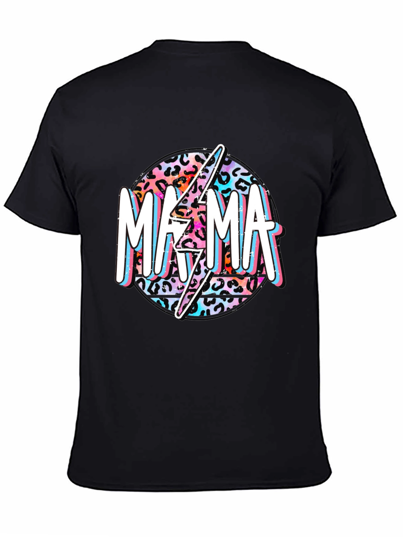 Mama Leopard Print Lightning Bolt Graphic Tee
