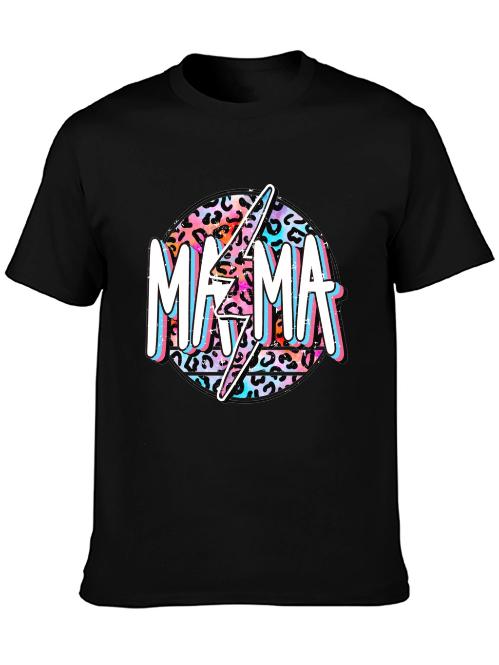 Mama Leopard Print Lightning Bolt Graphic Tee