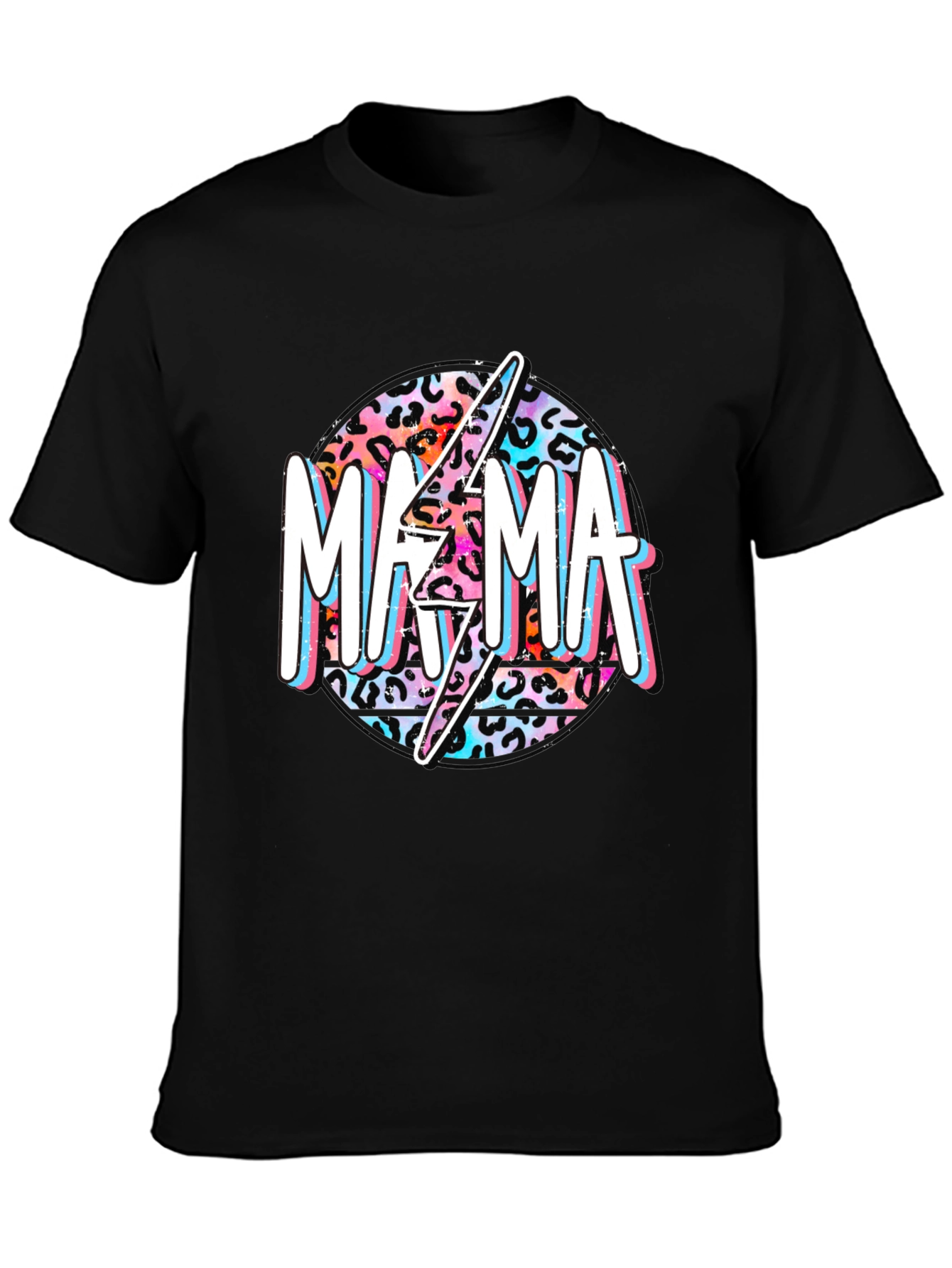 Mama Leopard Print Lightning Bolt Graphic Tee