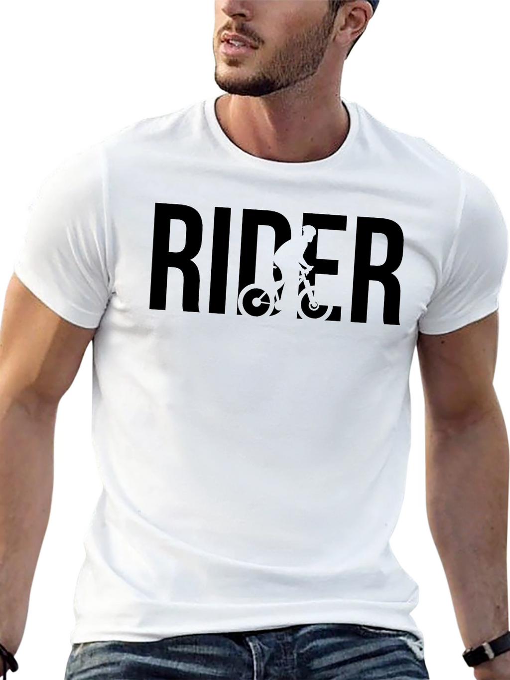 Rider Graphic Tee - Black Casual T-Shirt