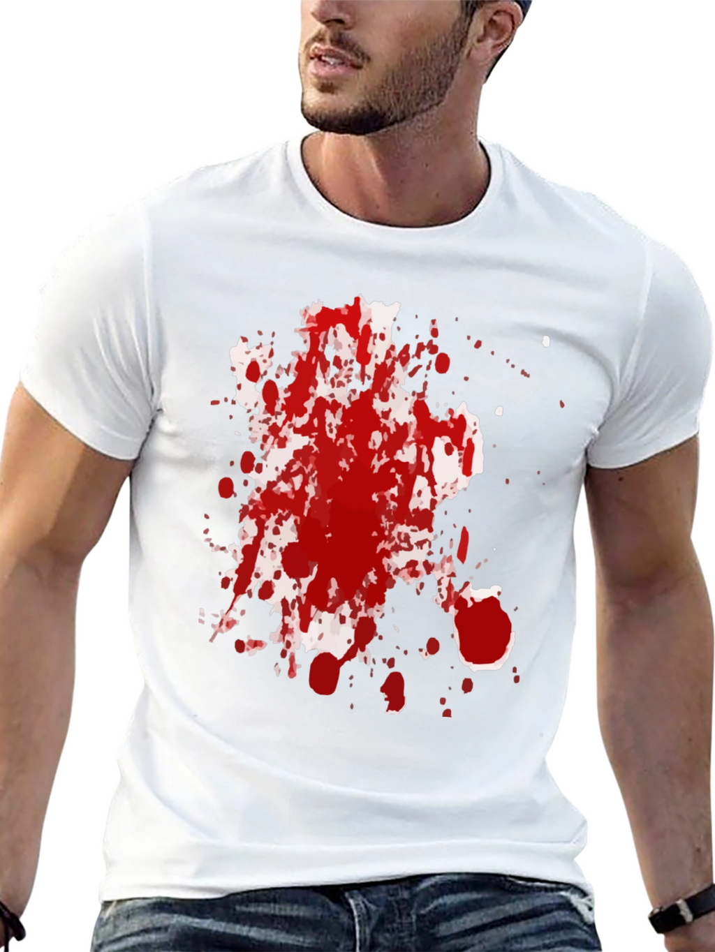 Spattered Red Ink Black T-Shirt