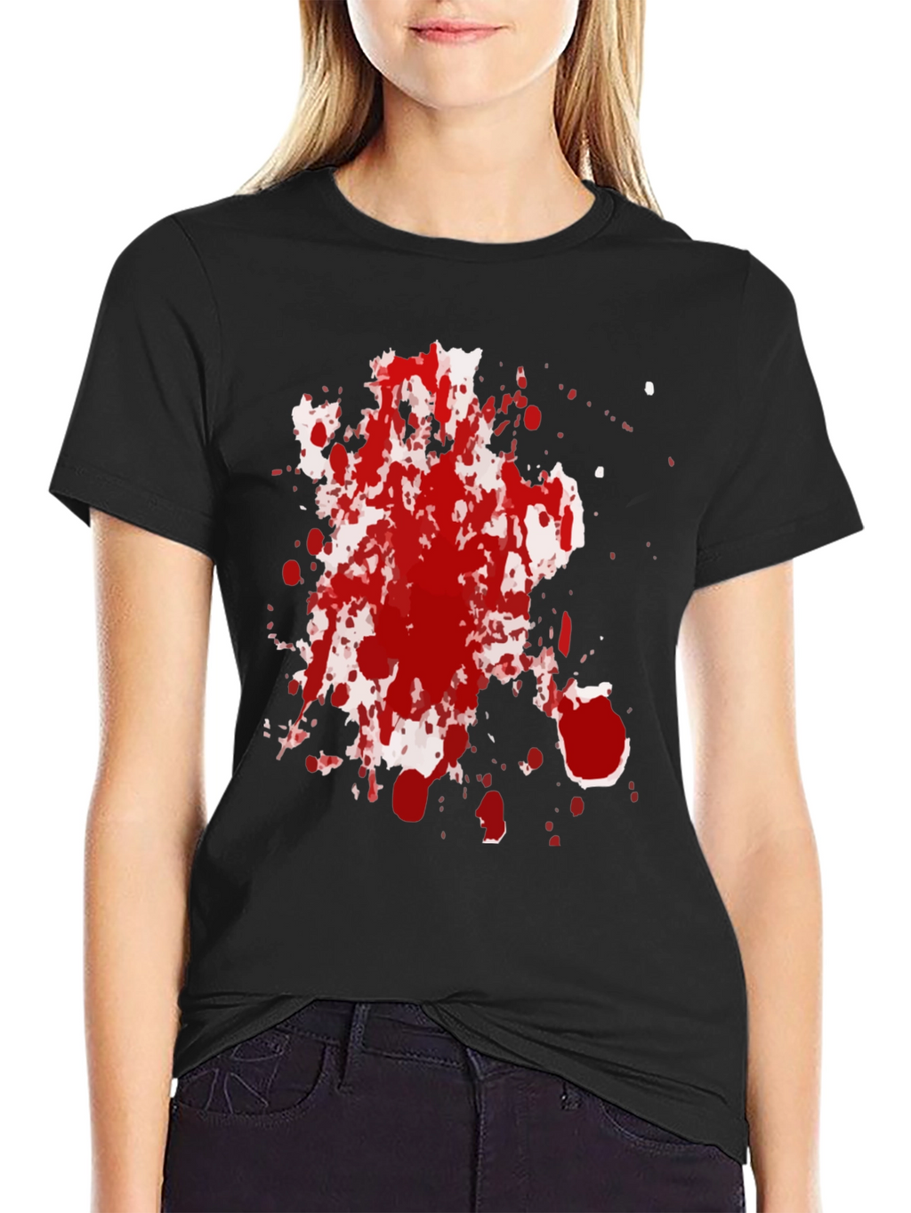 Spattered Red Ink Black T-Shirt