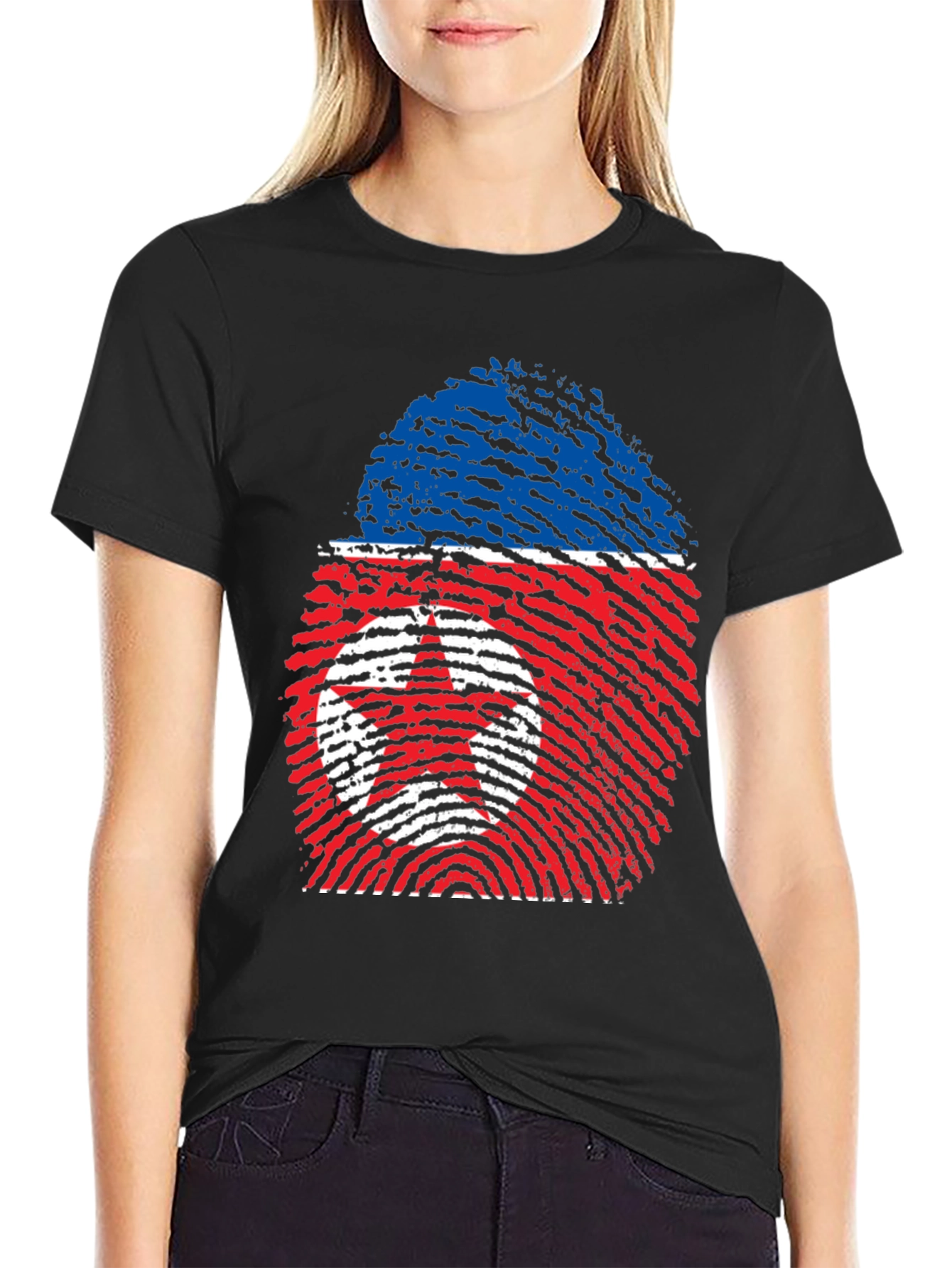 North Korea Fingerprint Flag T-Shirt