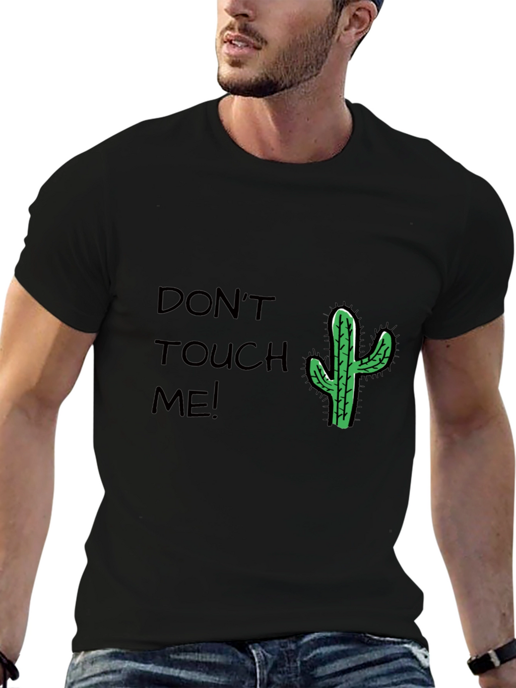 Dont Touch Me Cactus T-Shirt - Black Cotton Tee