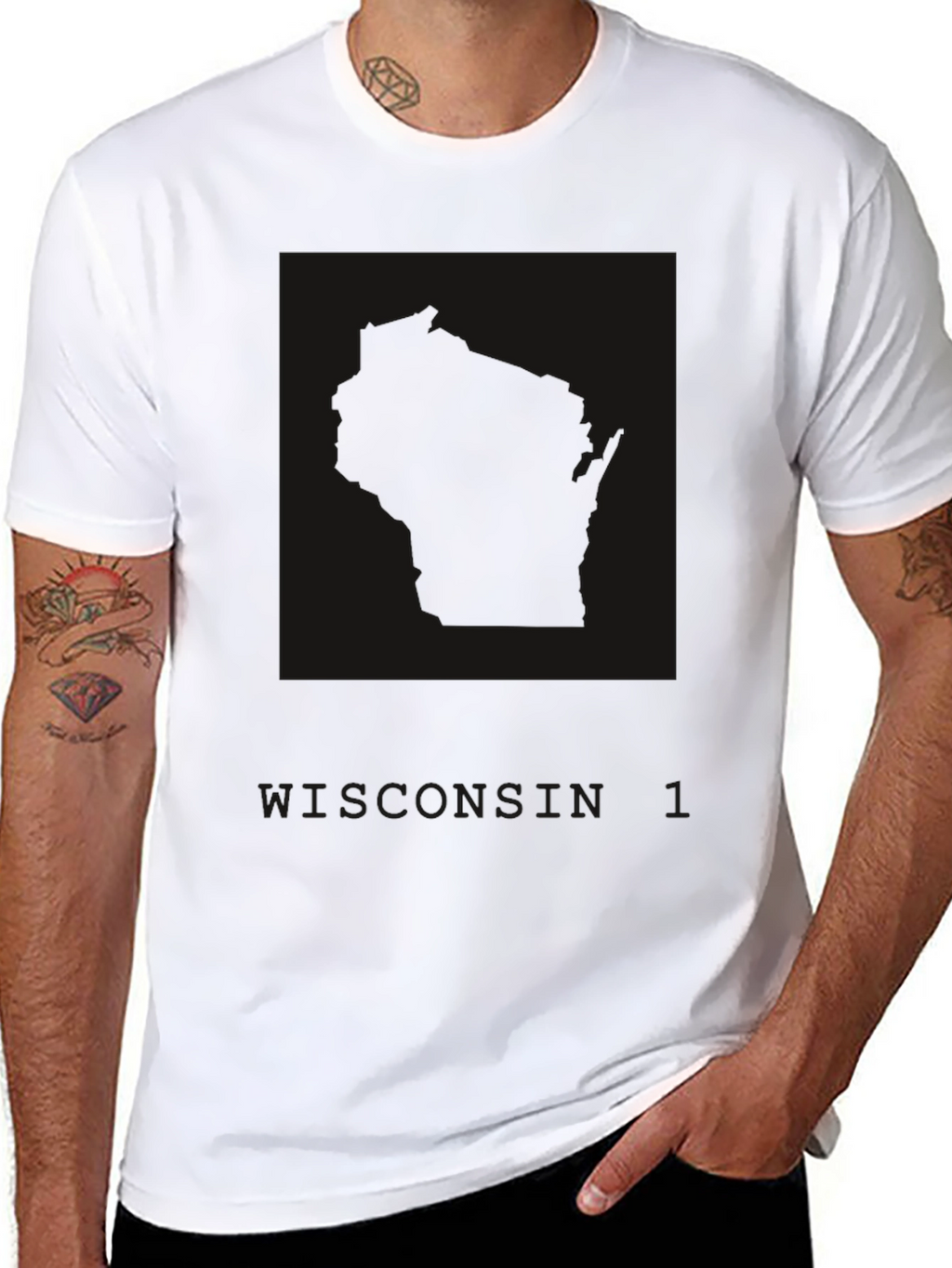 Black Graphic Tee - Wisconsin State Outline