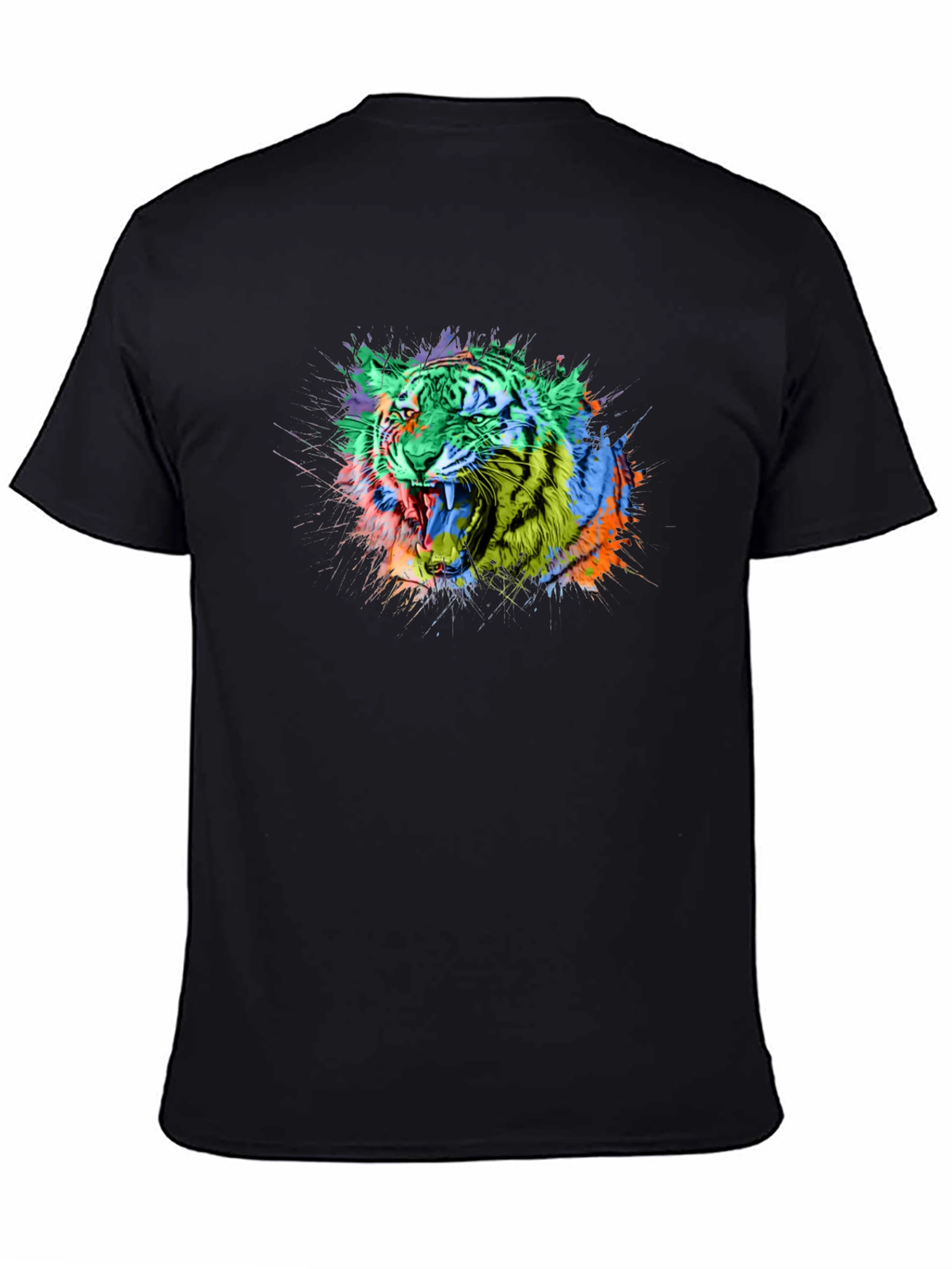 Vibrant Tiger Graphic Black T-Shirt