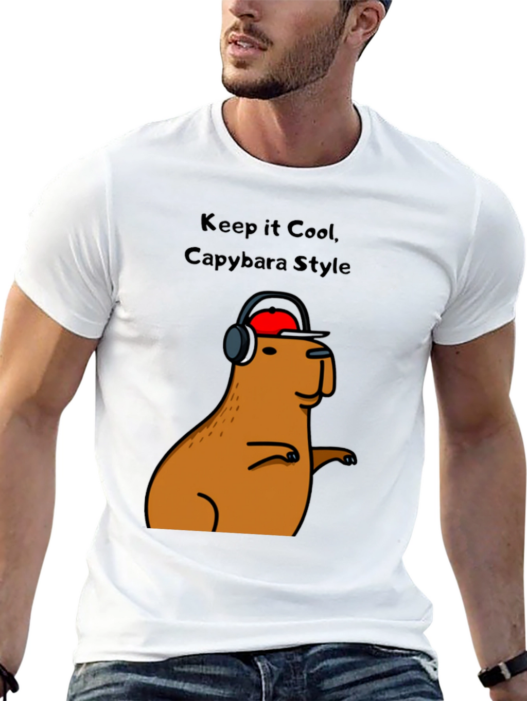 Cool Capybara Style Graphic Tee - Black