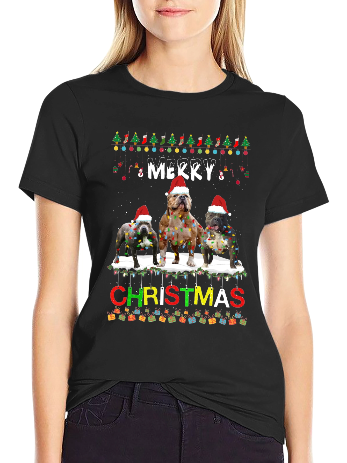 Merry Christmas Bulldog T-Shirt