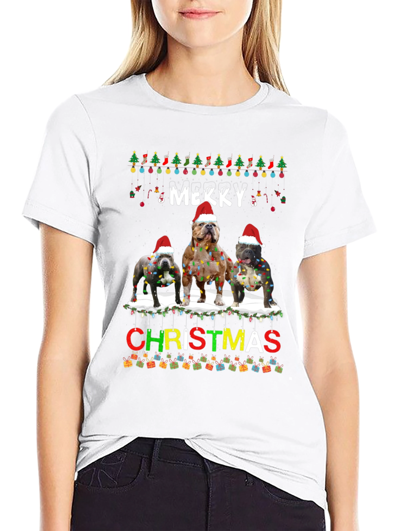 Merry Christmas Bulldog T-Shirt