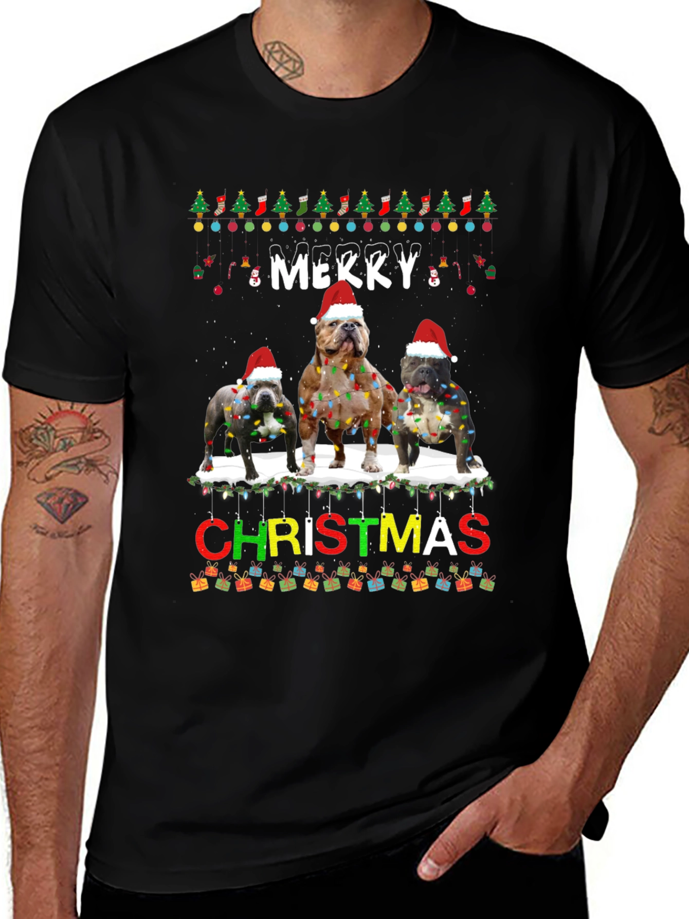 Merry Christmas Bulldog T-Shirt
