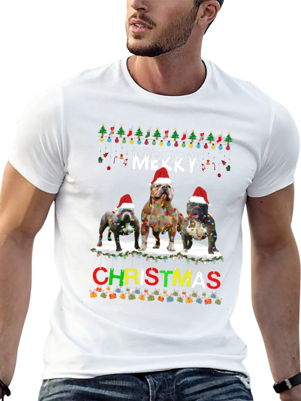 Merry Christmas Bulldog T-Shirt
