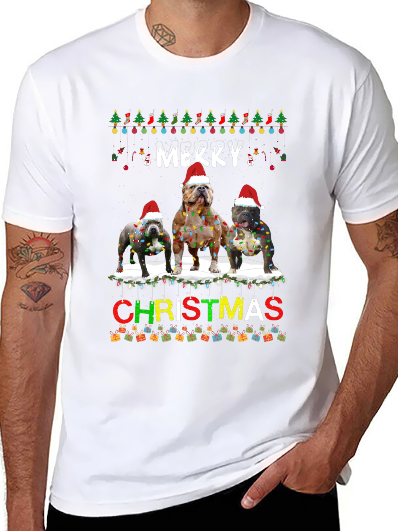 Merry Christmas Bulldog T-Shirt