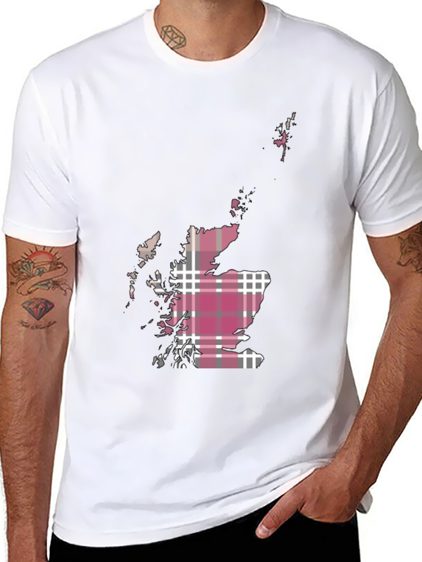 Scotland Map Tartan T-Shirt
