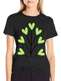 Heart Leaf Tee - Black Cotton T-Shirt