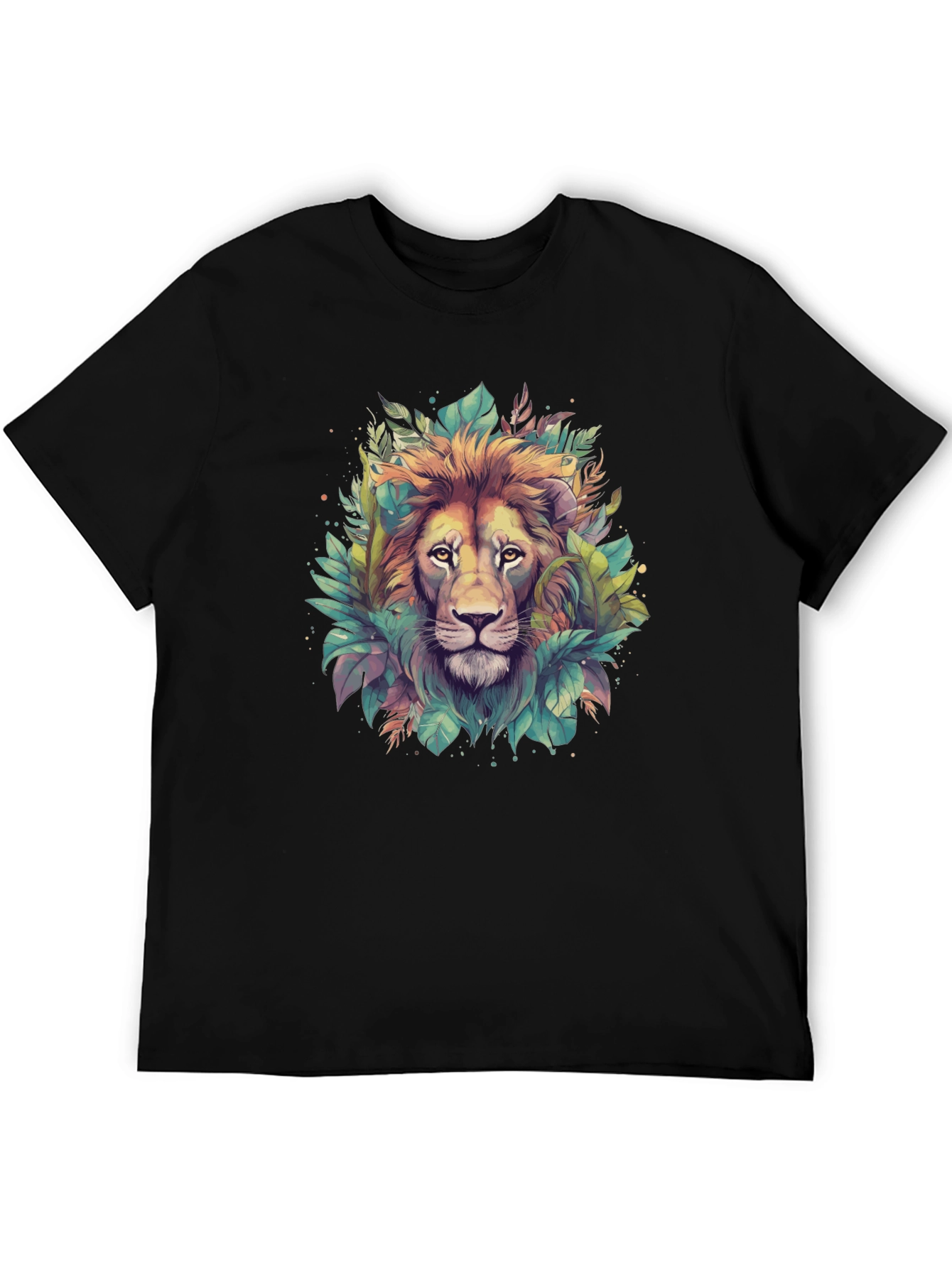 Lion Jungle Graphic T-Shirt - Black