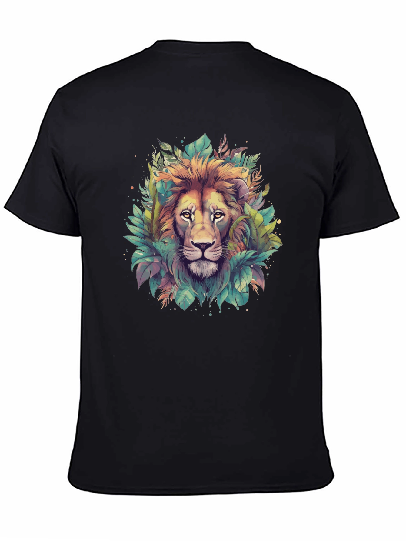 Lion Jungle Graphic T-Shirt - Black