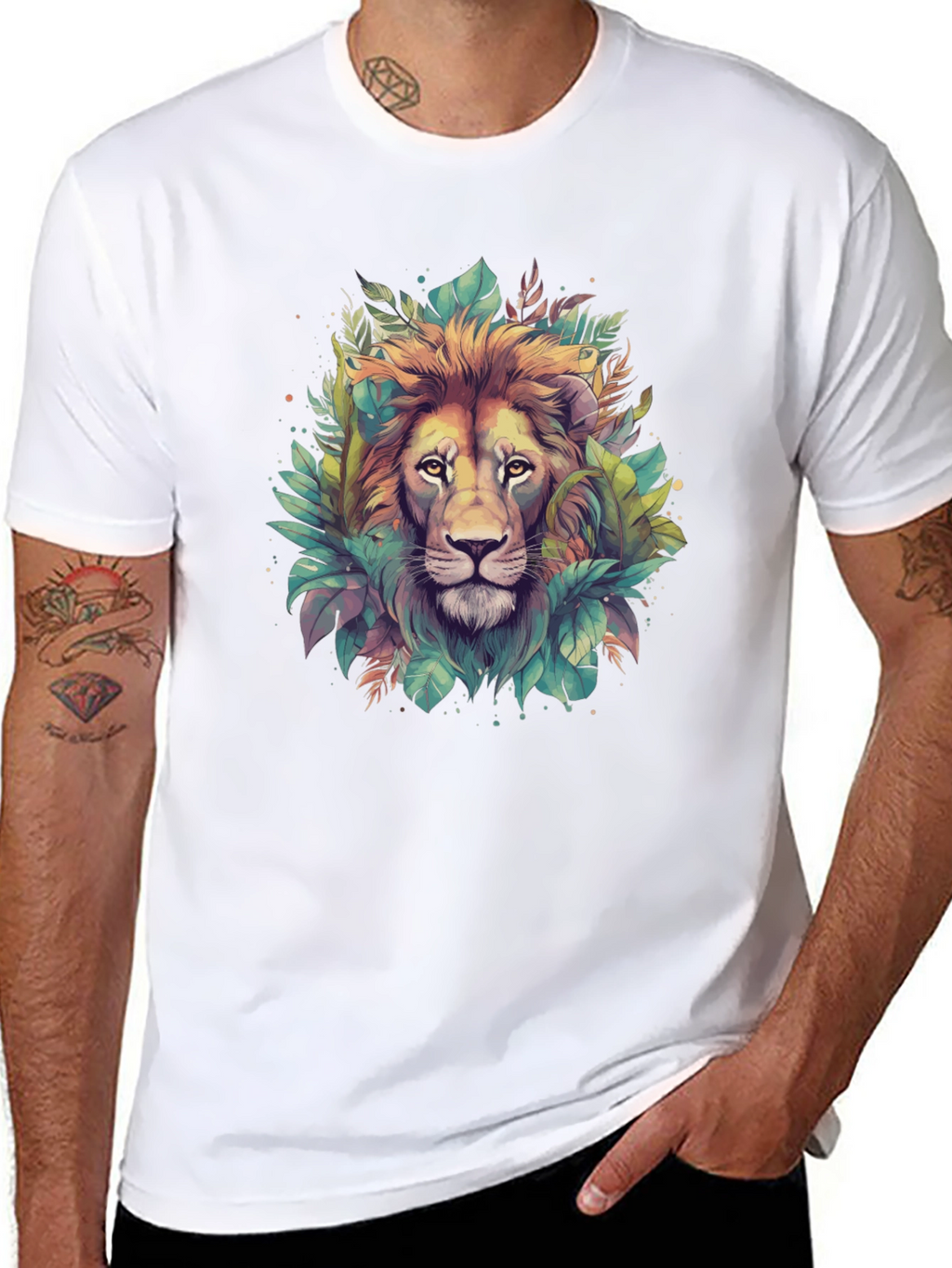 Lion Jungle Graphic T-Shirt - Black