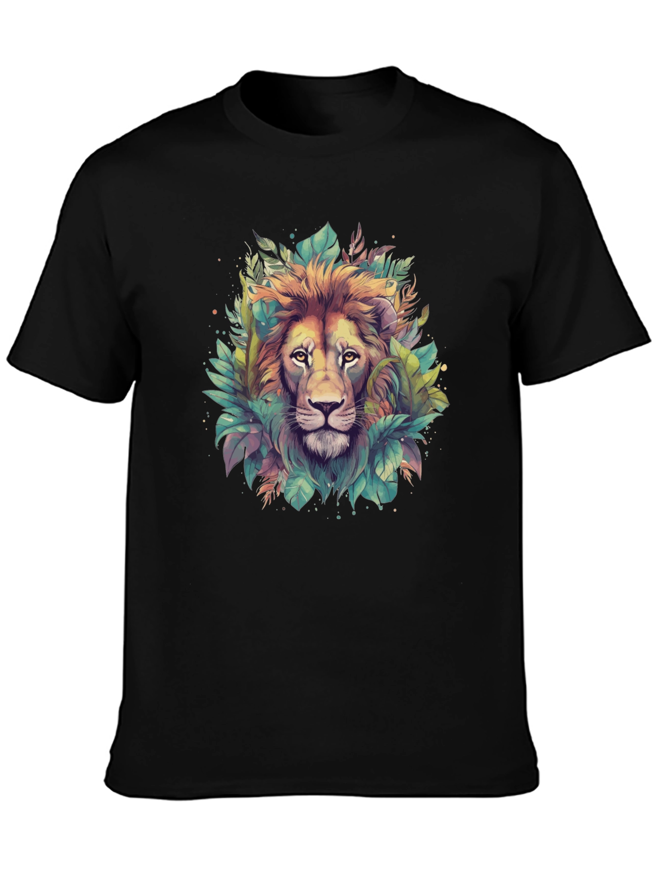 Lion Jungle Graphic T-Shirt - Black