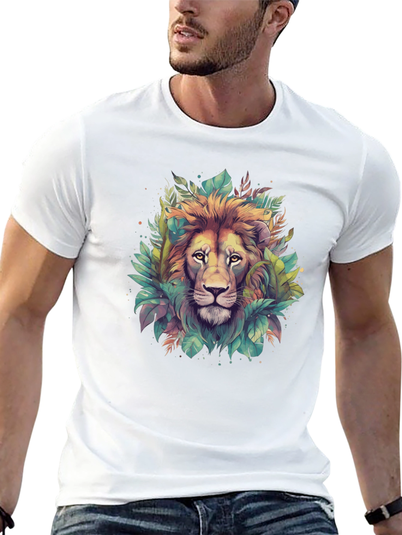 Lion Jungle Graphic T-Shirt - Black