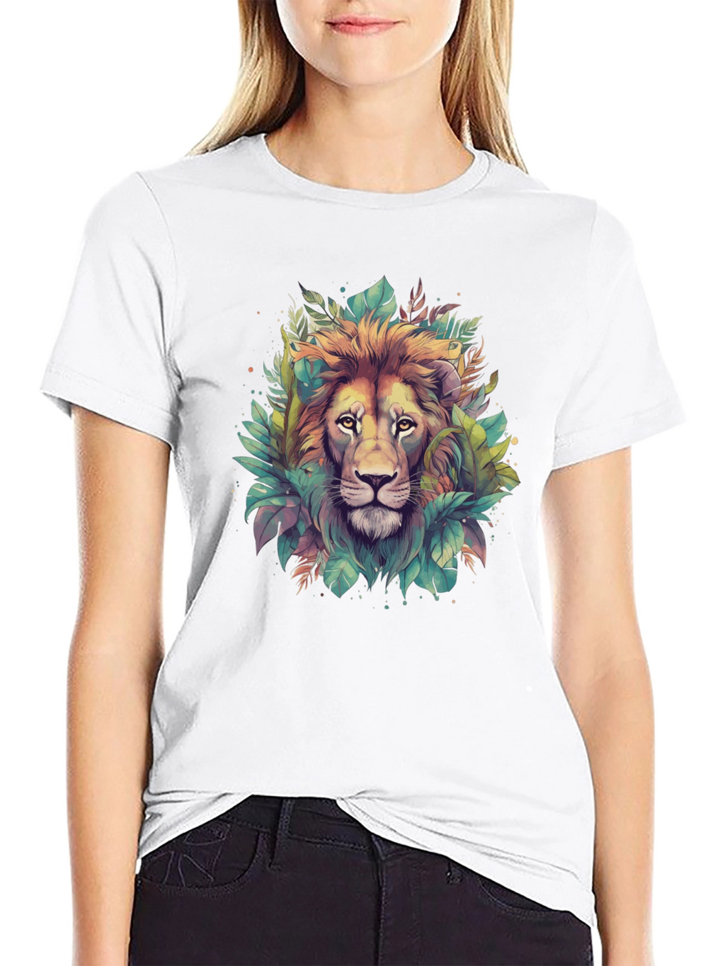 Lion Jungle Graphic T-Shirt - Black