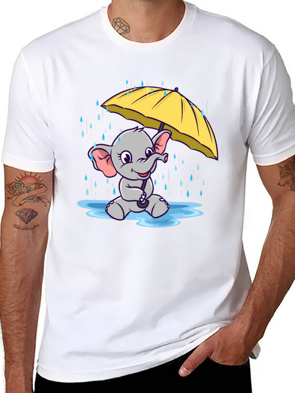 Cute Elephant T-Shirt - Rainy Day Design