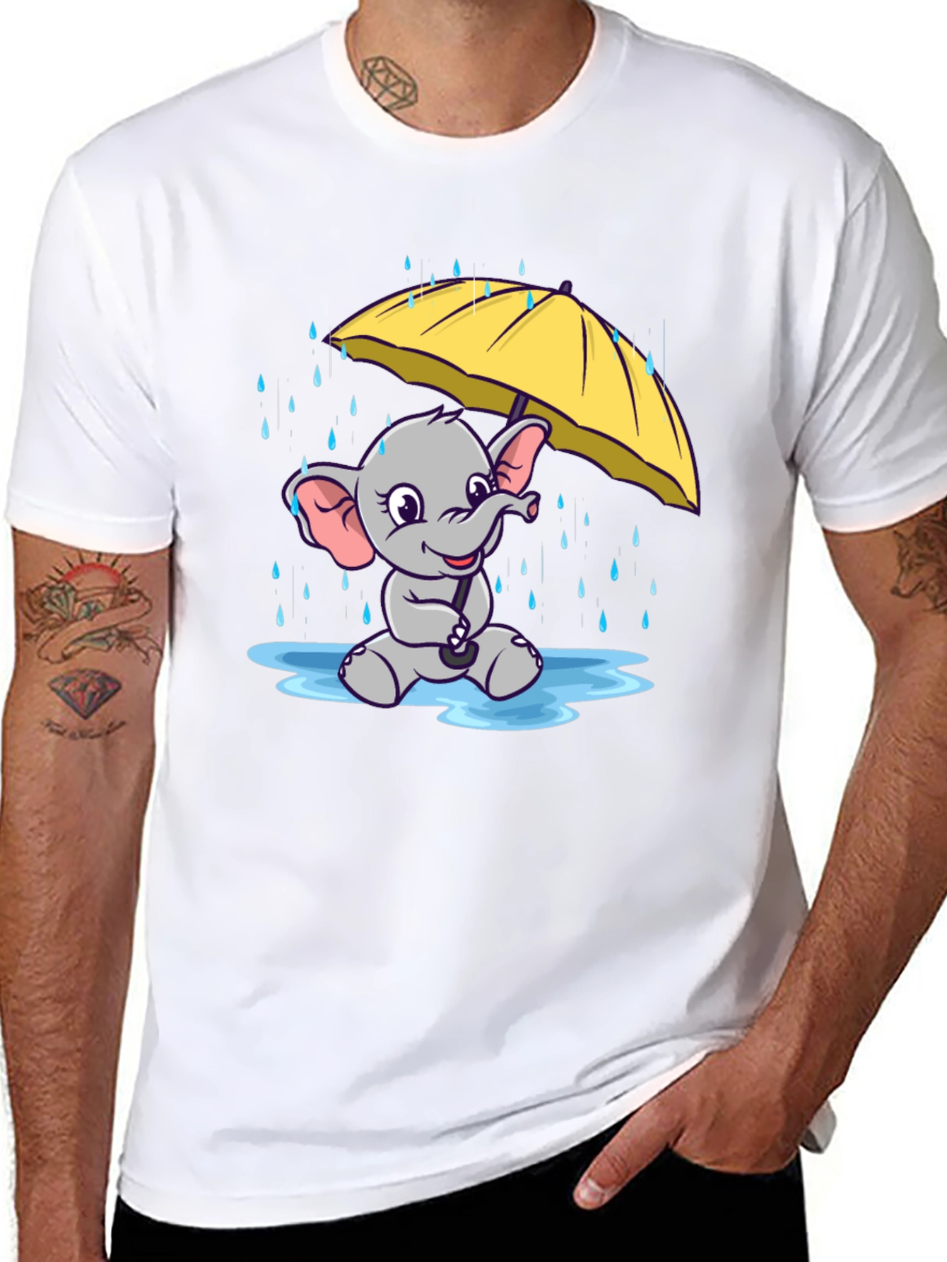 Cute Elephant T-Shirt - Rainy Day Design