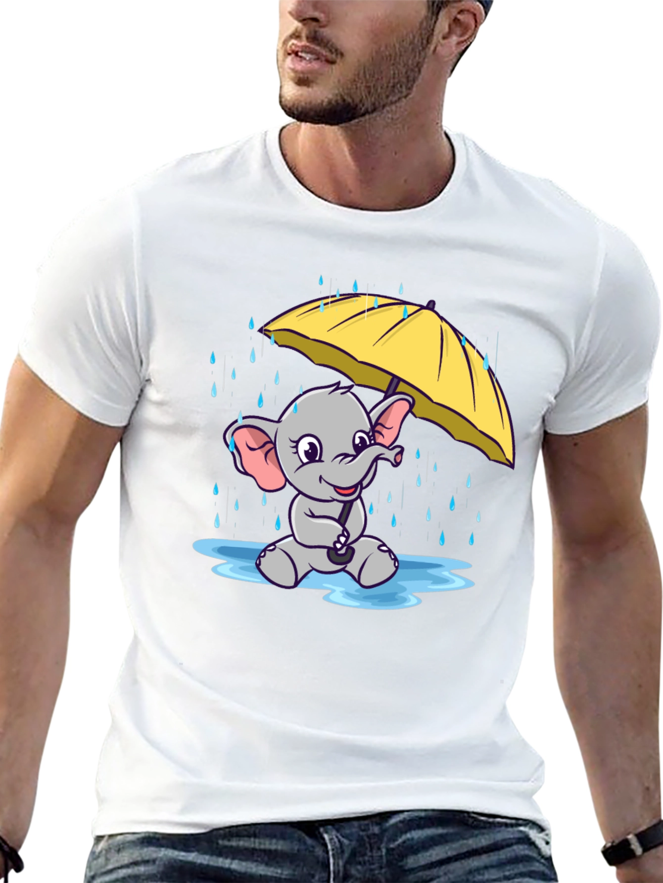 Cute Elephant T-Shirt - Rainy Day Design