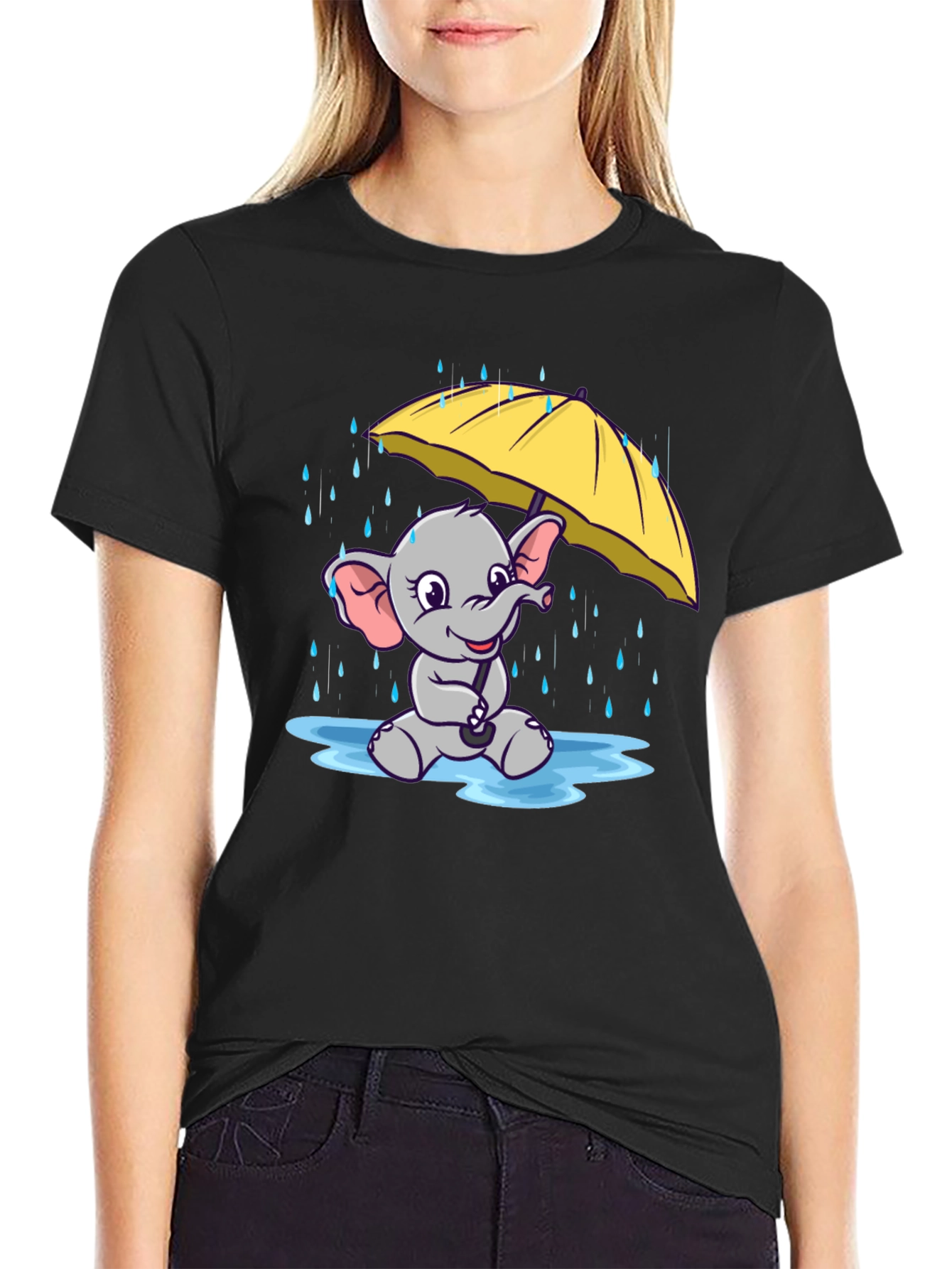 Cute Elephant T-Shirt - Rainy Day Design
