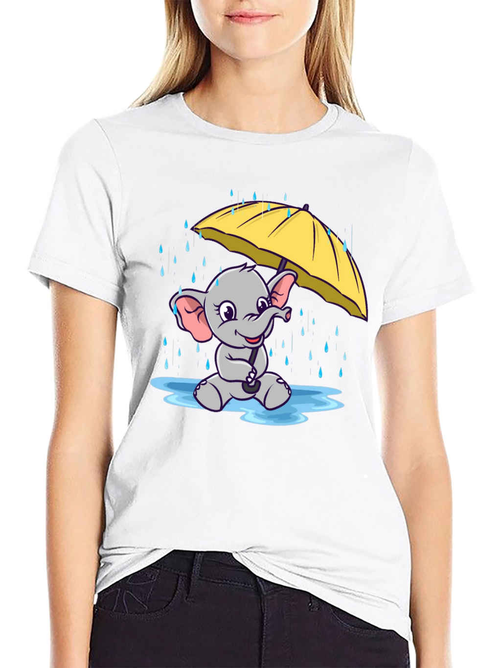 Cute Elephant T-Shirt - Rainy Day Design