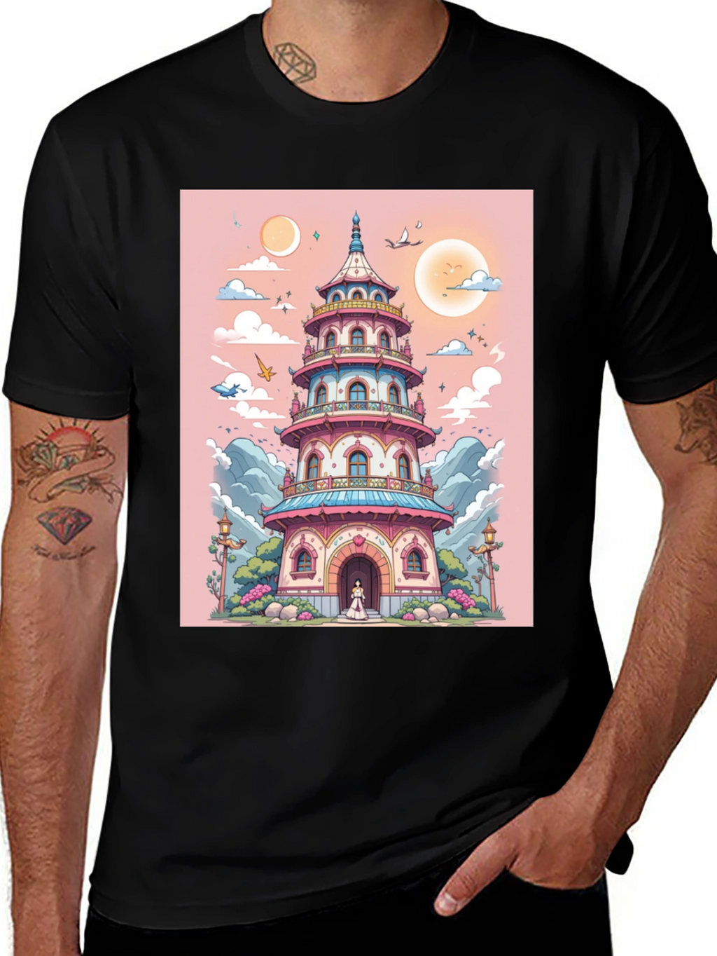 Pagoda Art T-Shirt - Unique Graphic Tee