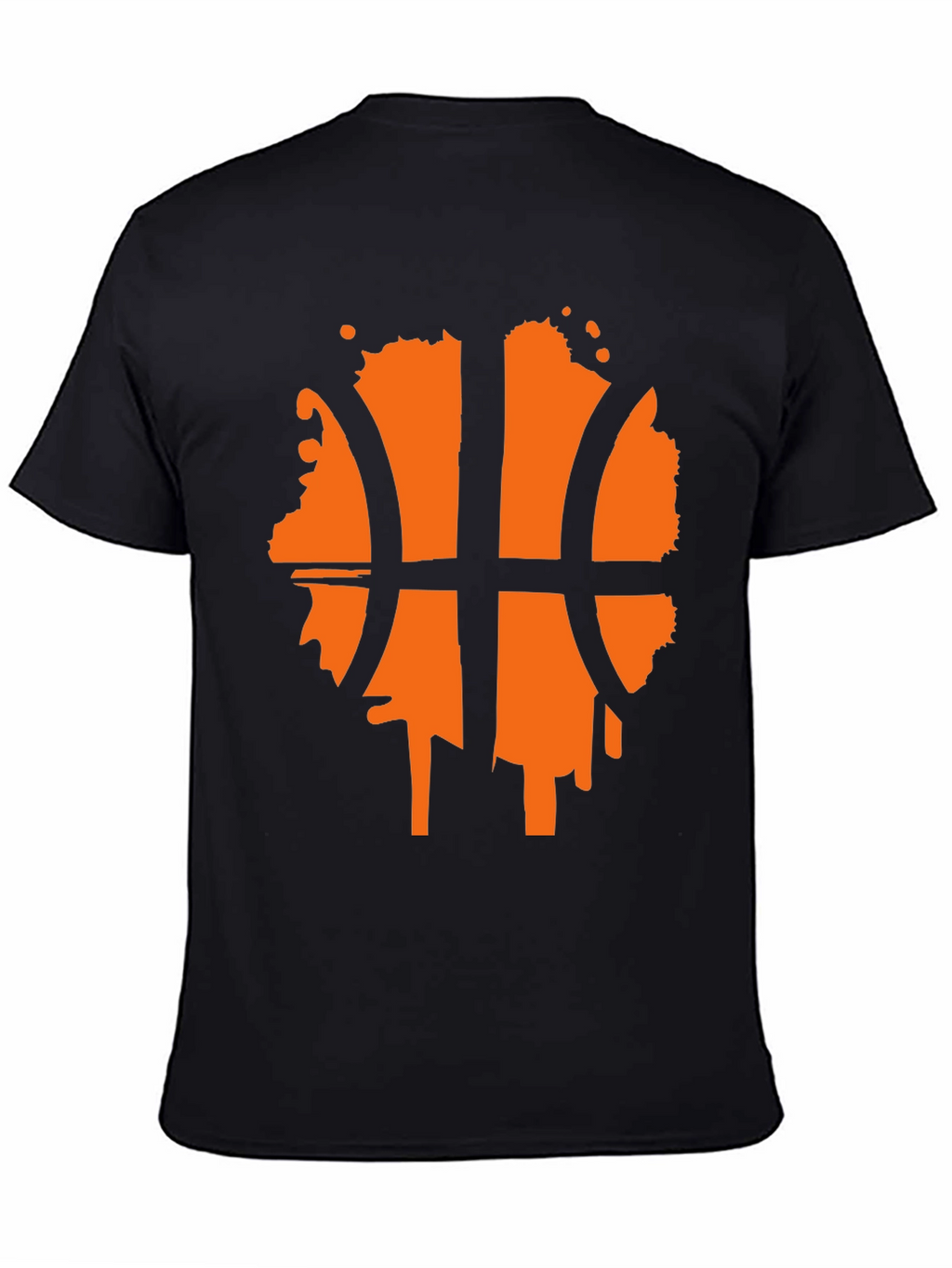 Mens Black T-Shirt with Orange Basketball Graphic