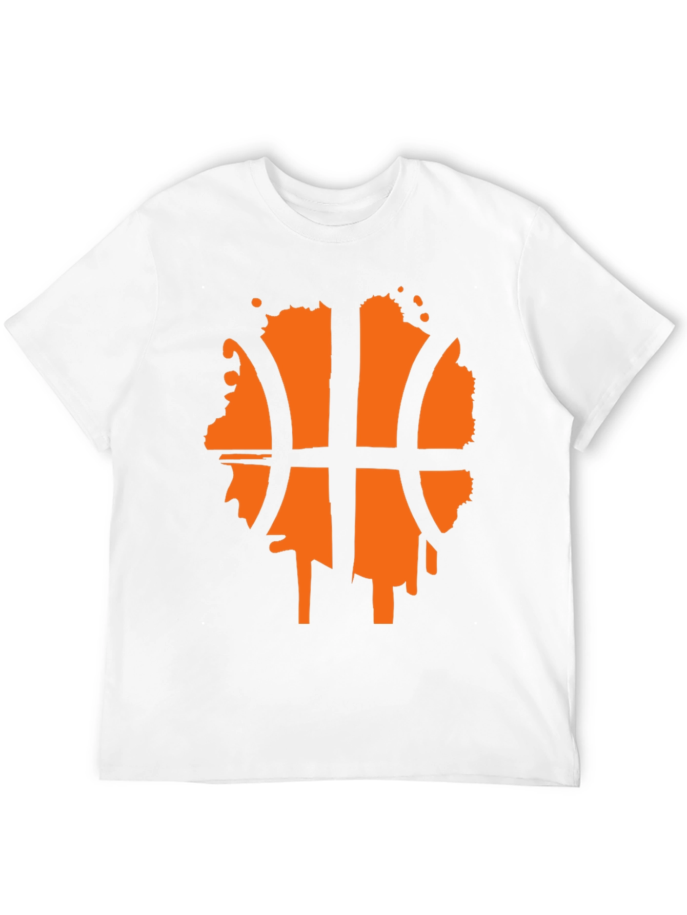 Mens Black T-Shirt with Orange Basketball Graphic