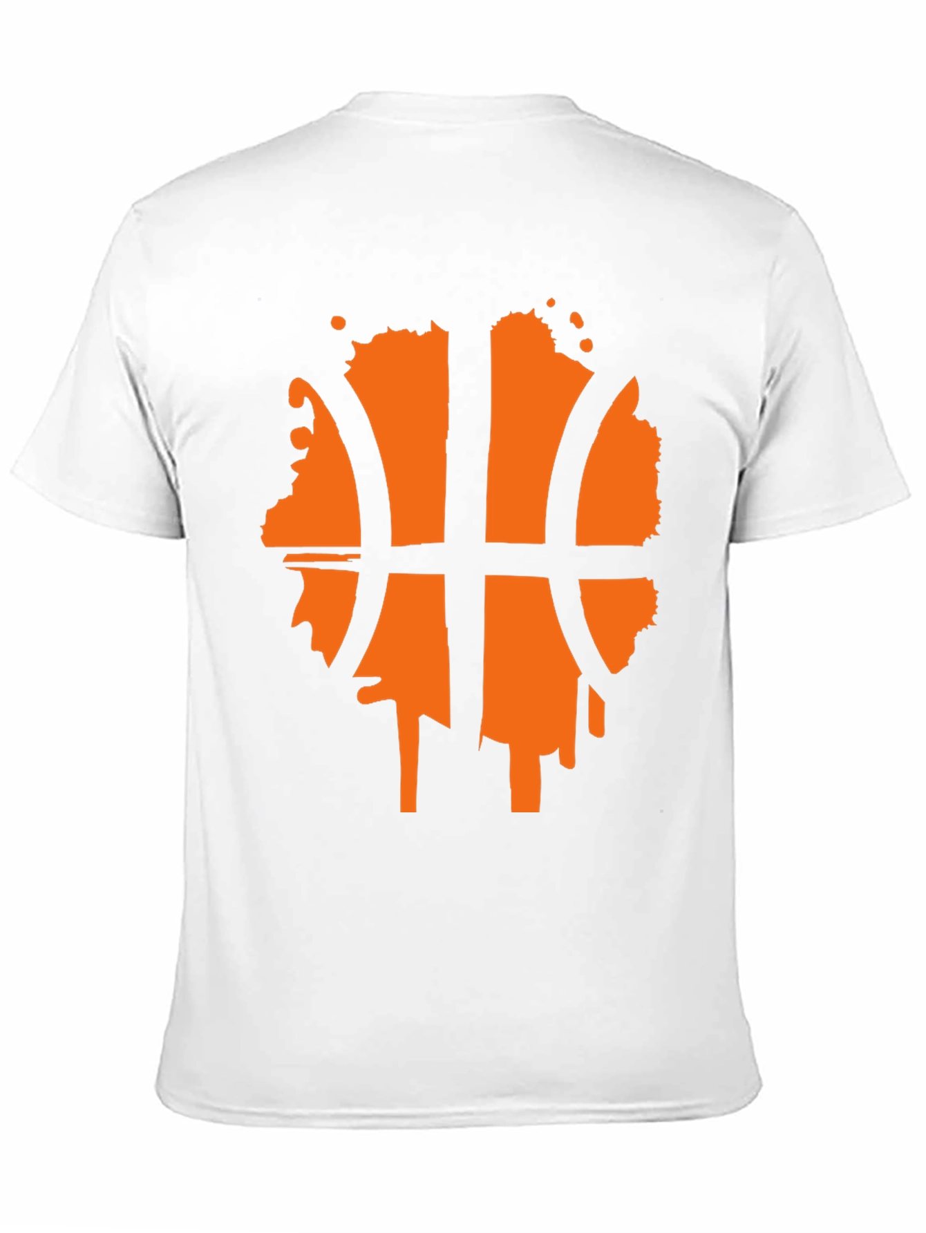 Mens Black T-Shirt with Orange Basketball Graphic