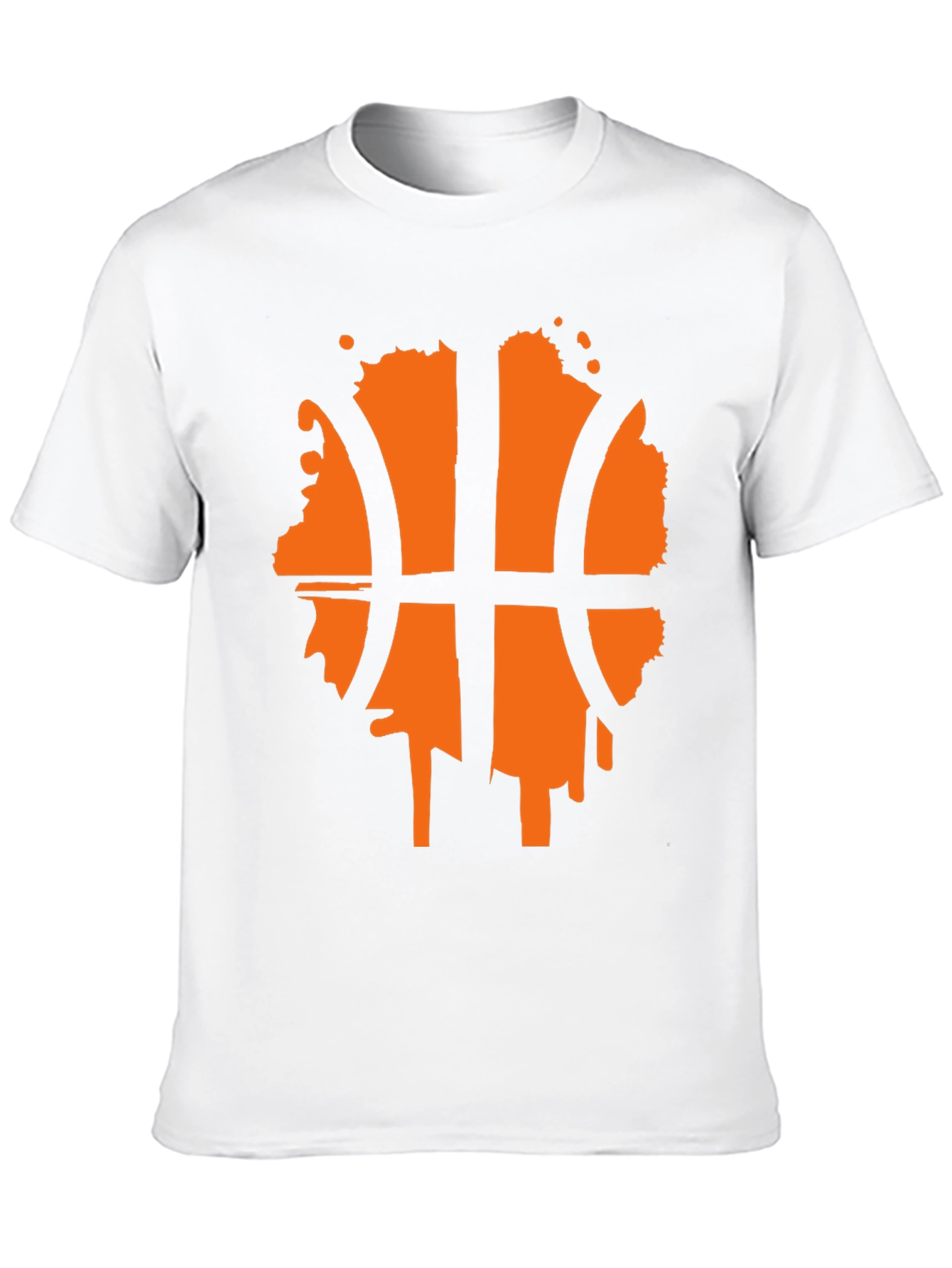 Mens Black T-Shirt with Orange Basketball Graphic