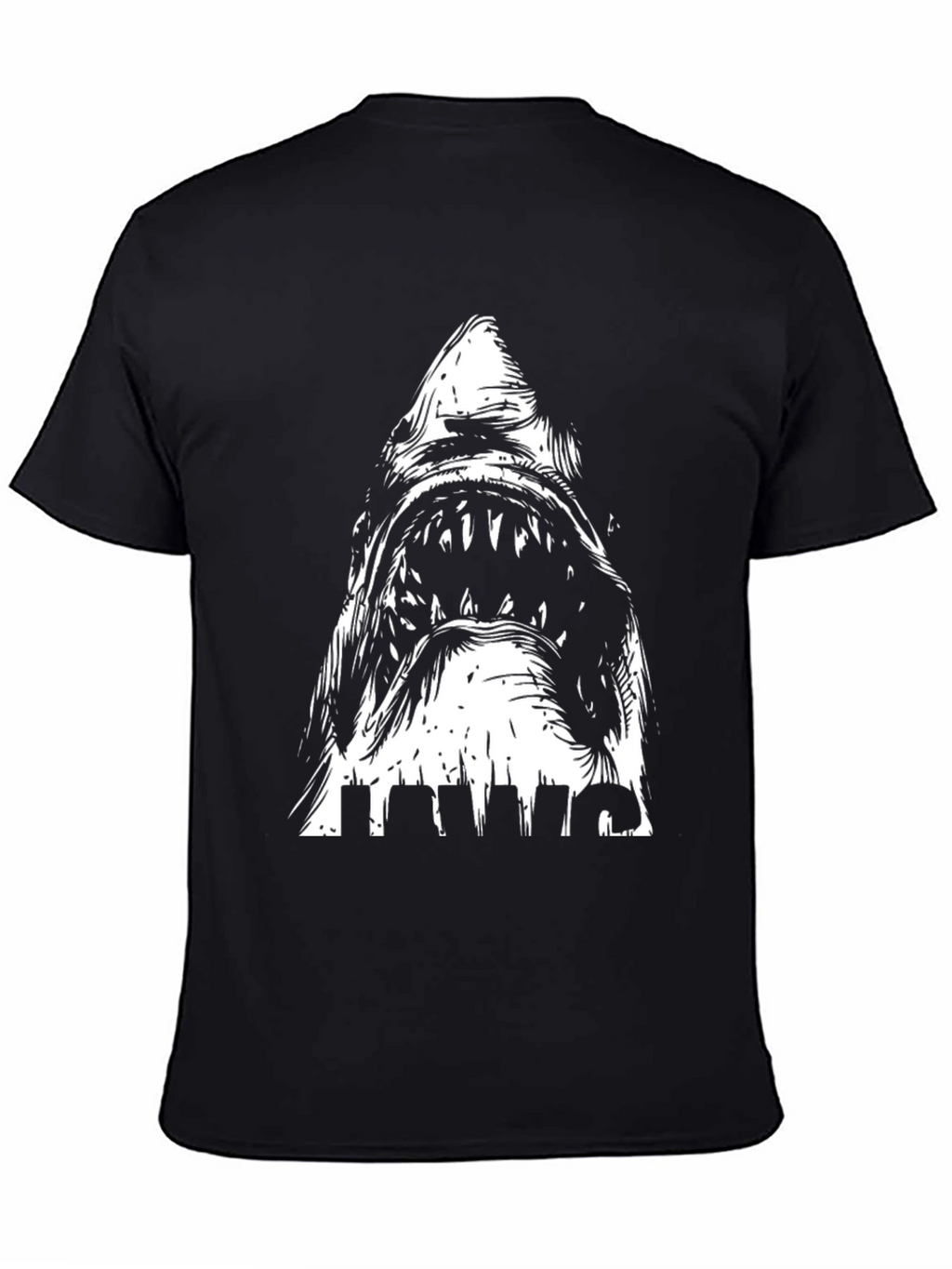 JAWS Graphic Print Crew Neck T-Shirt - Black