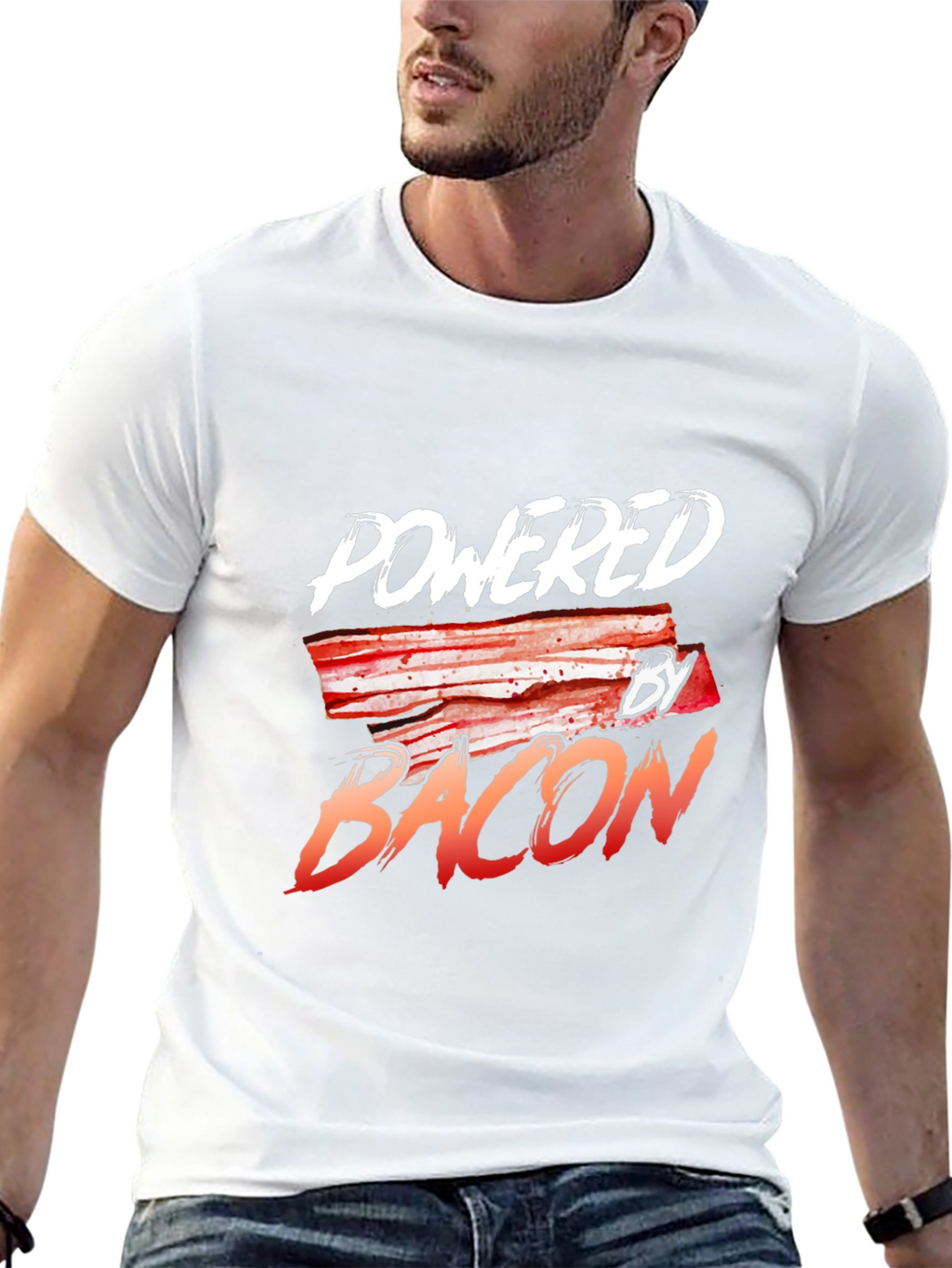 Powered By Bacon Black T-Shirt