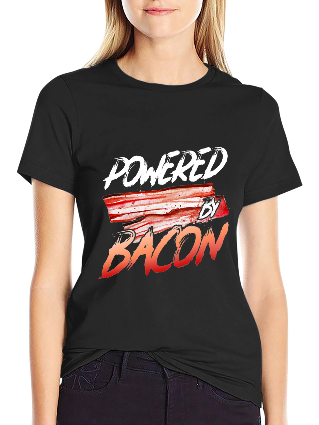 Powered By Bacon Black T-Shirt