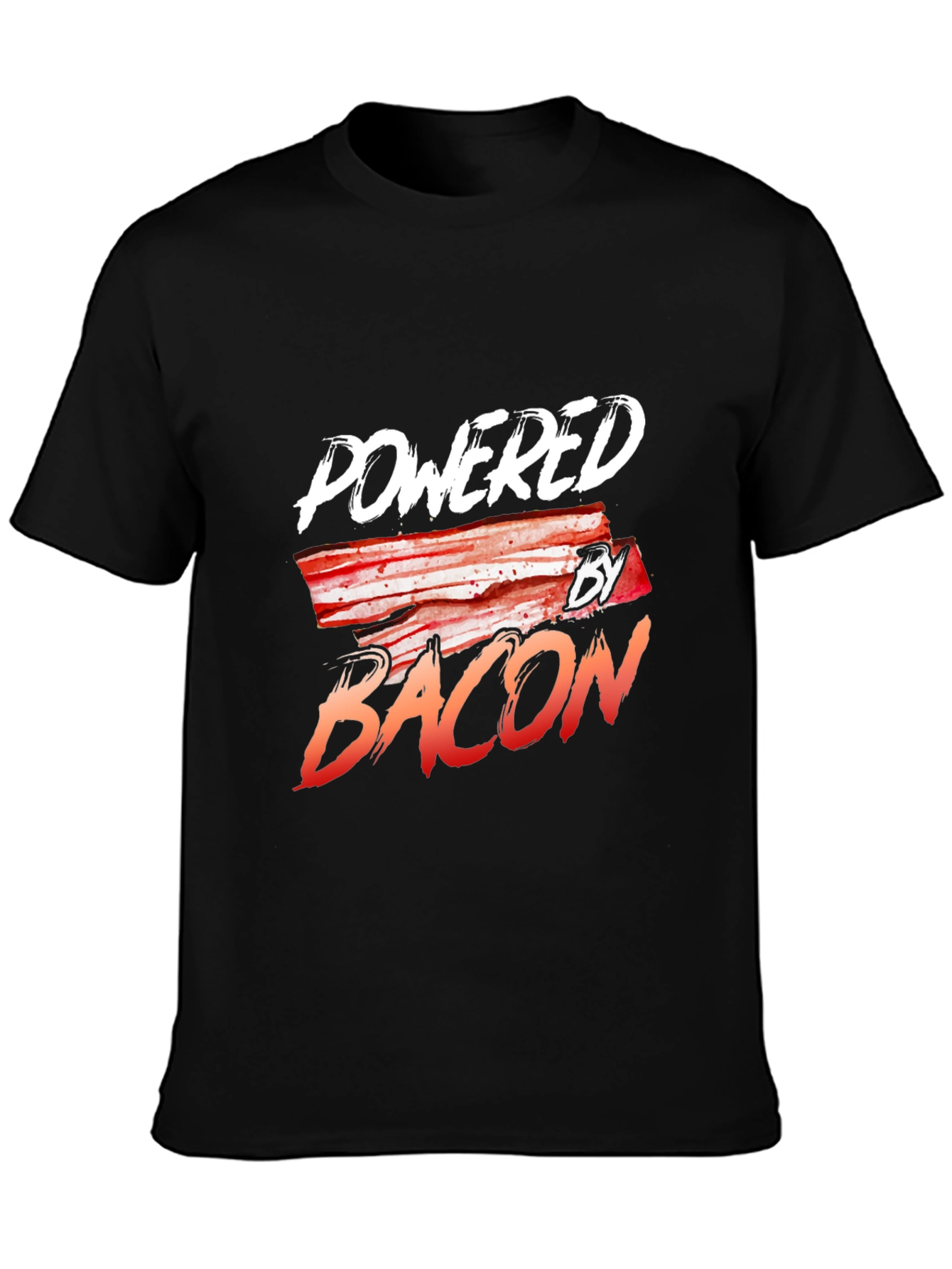 Powered By Bacon Black T-Shirt